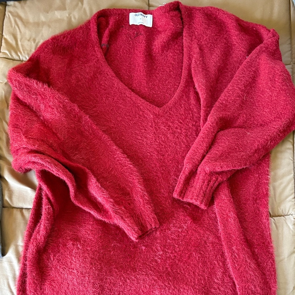 Old Navy Vibrant Red V-Neck Sweater